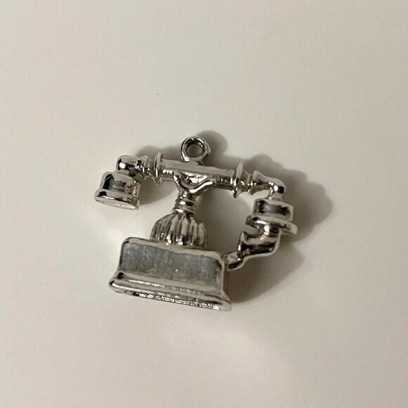 Vintage Avon Telephone Pendant Charm Metal Small No Loop - Picture 12 of 13